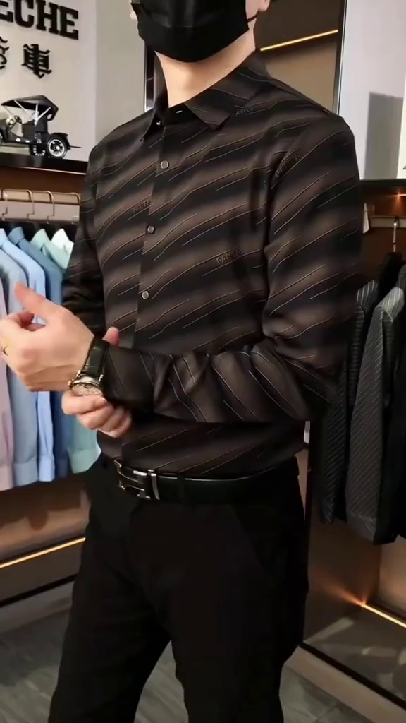 Men Navy Blue & Maroon Slim Fit Striped Casual Shirt - Image 6