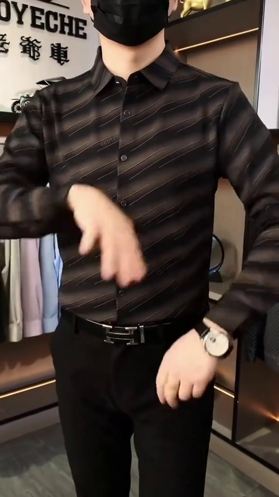 Men Navy Blue & Maroon Slim Fit Striped Casual Shirt - Image 4